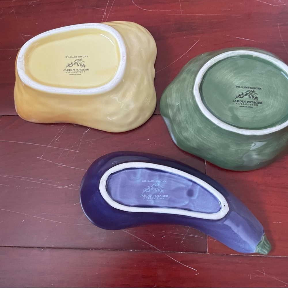 EUC Williams Sonoma Jardin Potager Collection, Vegetable Dip Bowls, Set of 3 - Picture 2 of 2